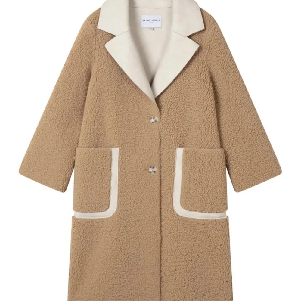 LAST DAY -- Petite Studio NYC Sienna Reversible Coat in Camel and Ivory BNWT - Picture 4 of 9